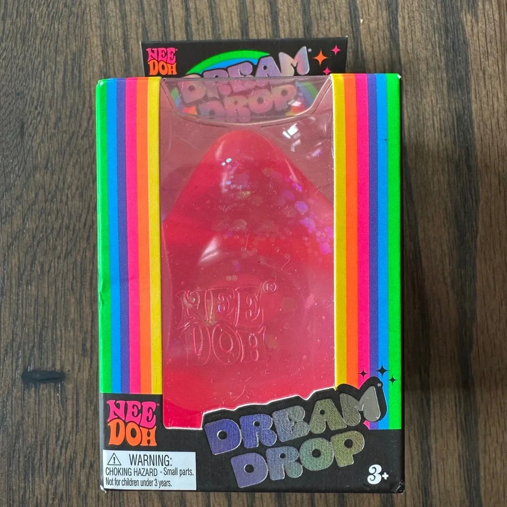 NeeDoh Dream Drop Fidget Toy Pink Glitter NIB Schylling Stress Ball Splash Stand